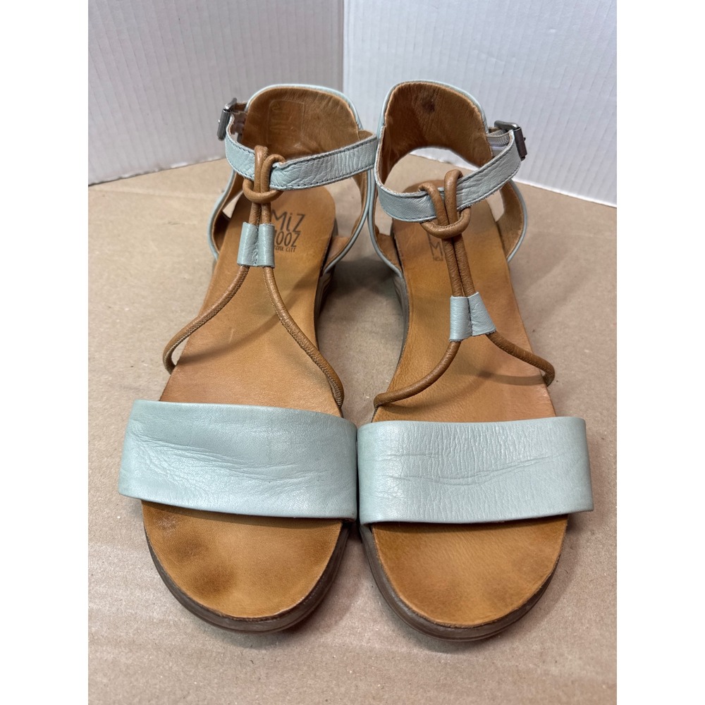 Miz Mooz Medina Sage Green Leather Flat Ankle Strap Sandals Womens 41 Portugal